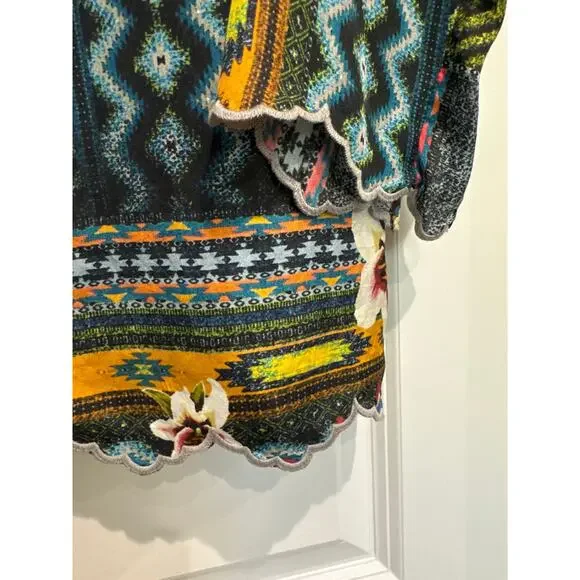 MSRP $290 NWOT Johnny Was Patchwork Silk Cane Blouse Size S-M | SAME DAY SHIP - Picture 7 of 8